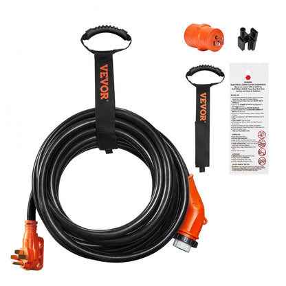 RVX-50A50FT - 50ft Heavy-Duty RV Power Cord with LED Indicator and Adapter