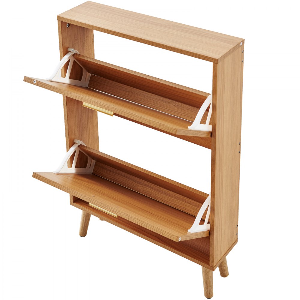 HZR001 - Compact Shoe Cabinet with Rattan Finish & 2 Drawers