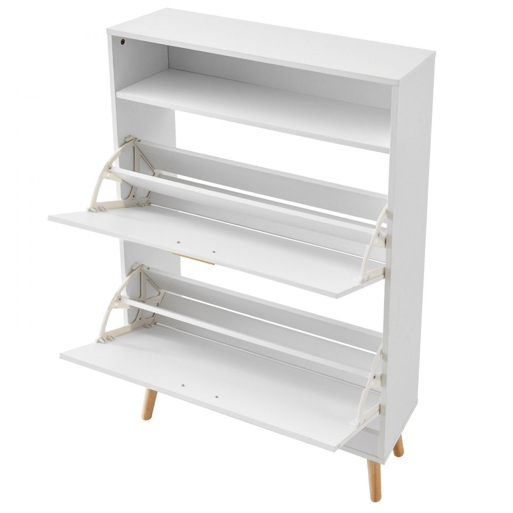 HZW002 - Modern Shoe Cabinet with 2 Flip Drawers & Top Storage