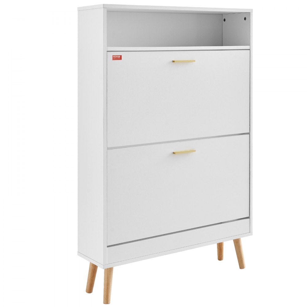HZW002 - Modern Shoe Cabinet with 2 Flip Drawers & Top Storage