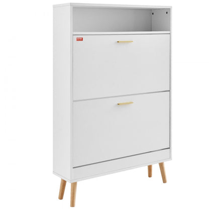 HZW002 - Modern Shoe Cabinet with 2 Flip Drawers & Top Storage