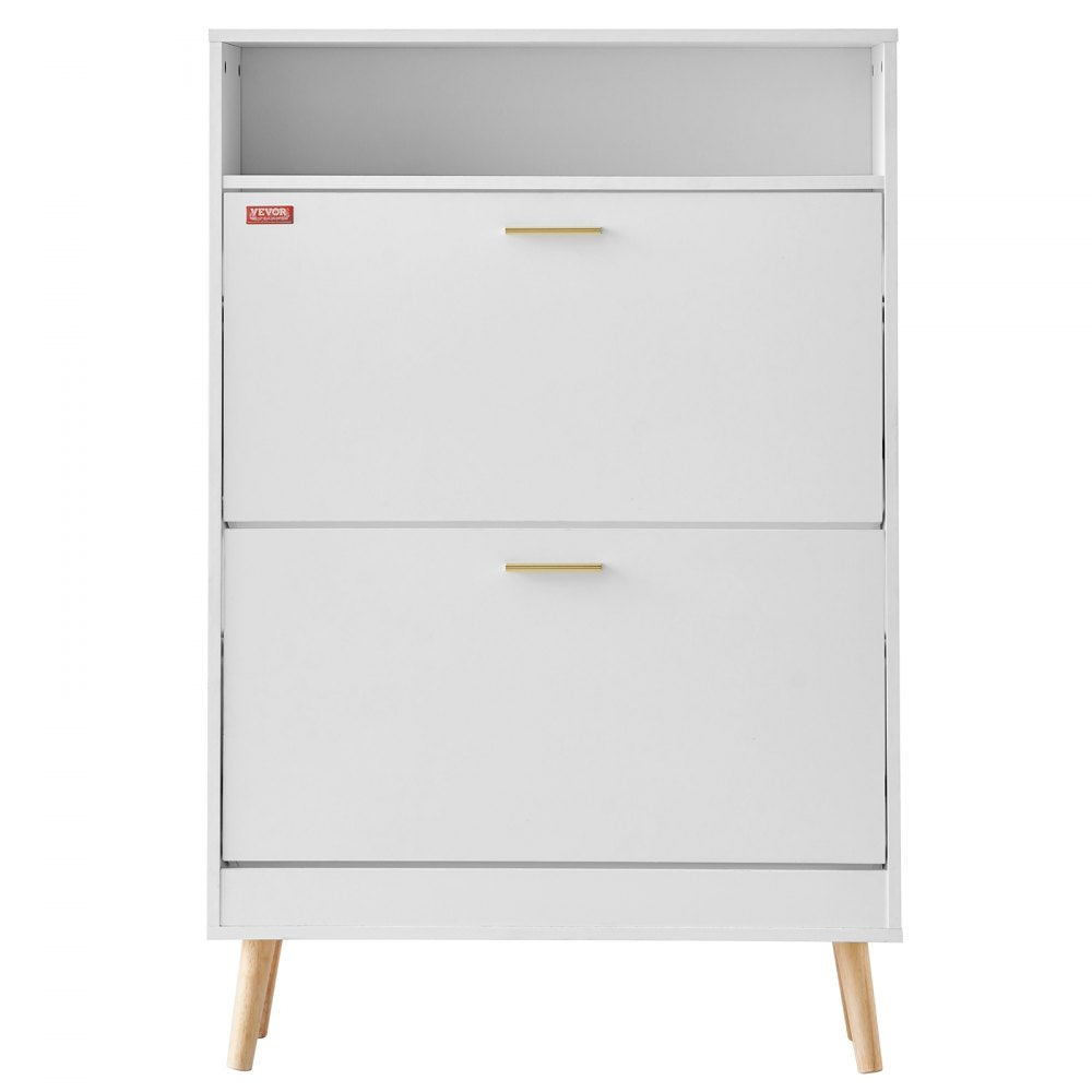 HZW002 - Modern Shoe Cabinet with 2 Flip Drawers & Top Storage