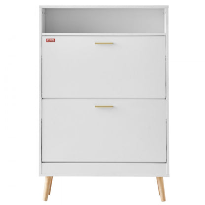 HZW002 - Modern Shoe Cabinet with 2 Flip Drawers & Top Storage