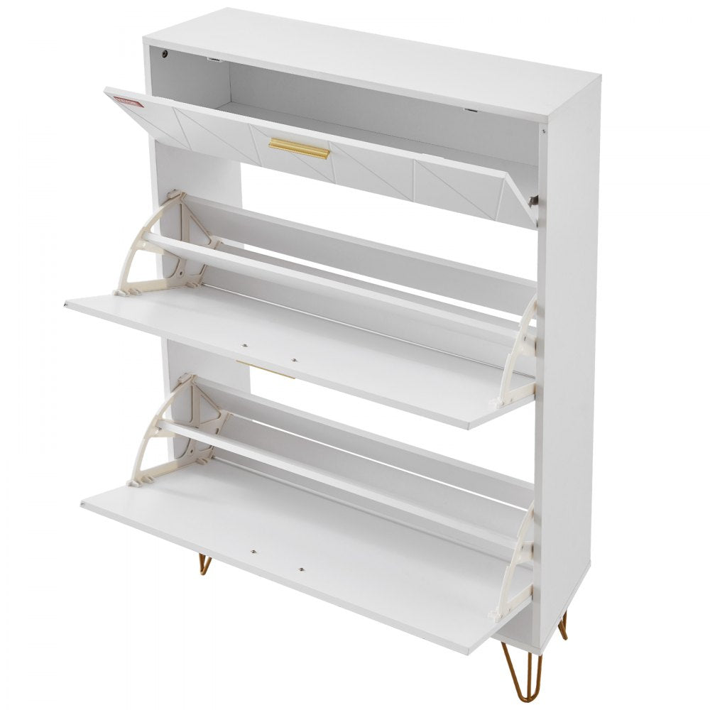 HZS004 - Compact Shoe Cabinet with 3 Flip Drawers, Modern Design