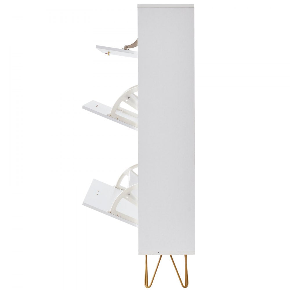 HZS004 - Compact Shoe Cabinet with 3 Flip Drawers, Modern Design