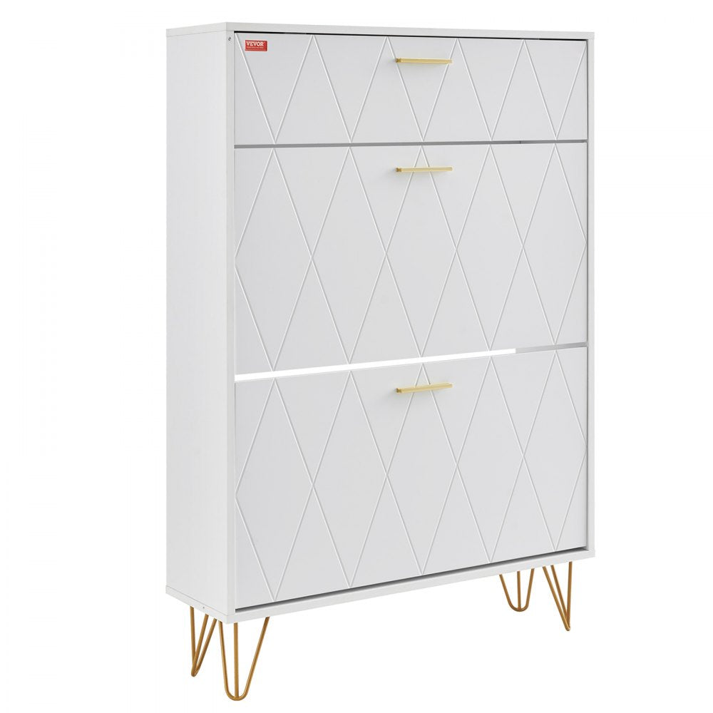 HZS004 - Compact Shoe Cabinet with 3 Flip Drawers, Modern Design