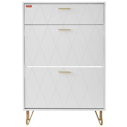 HZS004 - Compact Shoe Cabinet with 3 Flip Drawers, Modern Design