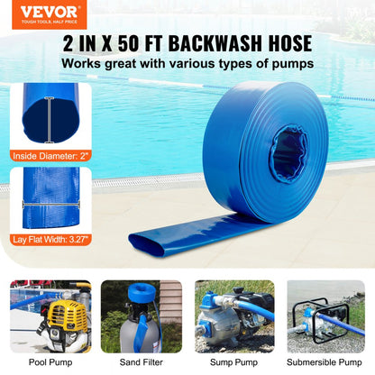 wfctsl-07.in2ft500036L - 50ft PVC Backwash Hose for Pools & Spas