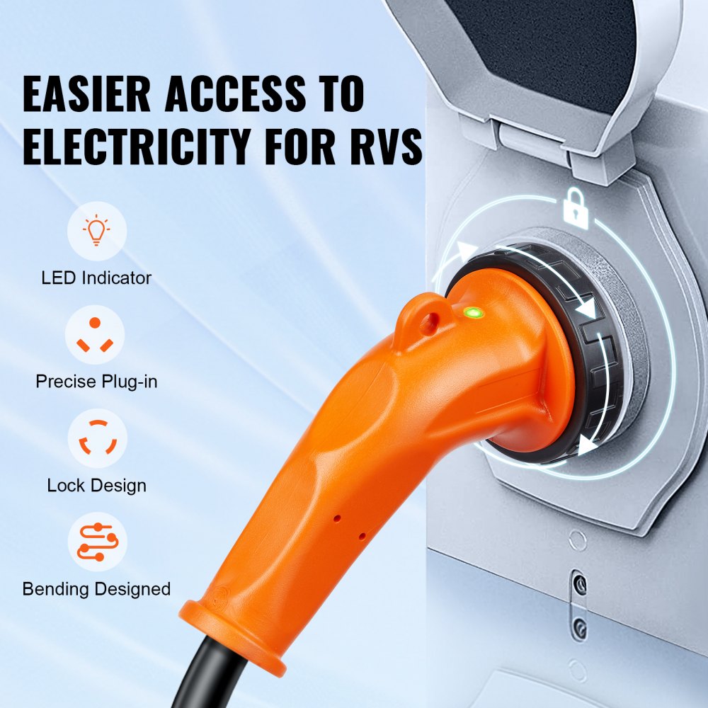 RV30H - 15ft VEVOR 30A RV Power Cord with Handle & LED Indicator