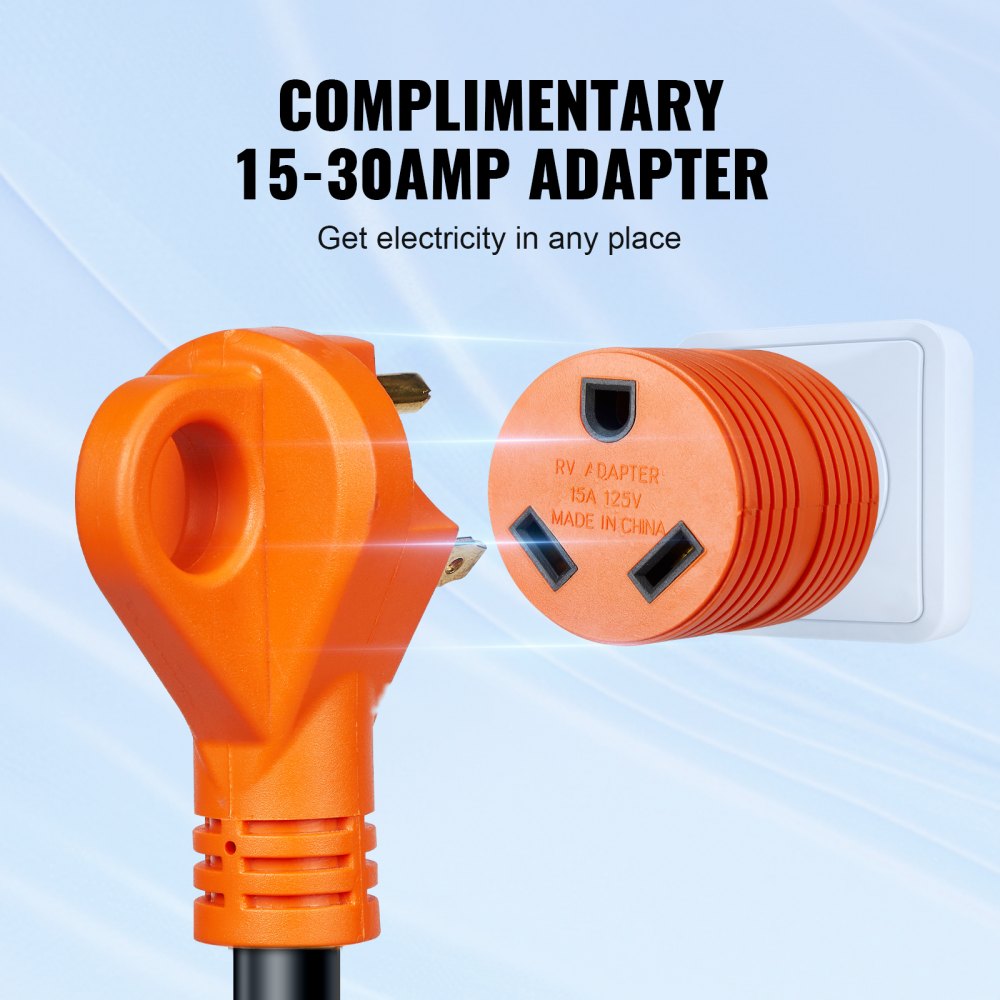 RV30H - 15ft VEVOR 30A RV Power Cord with Handle & LED Indicator