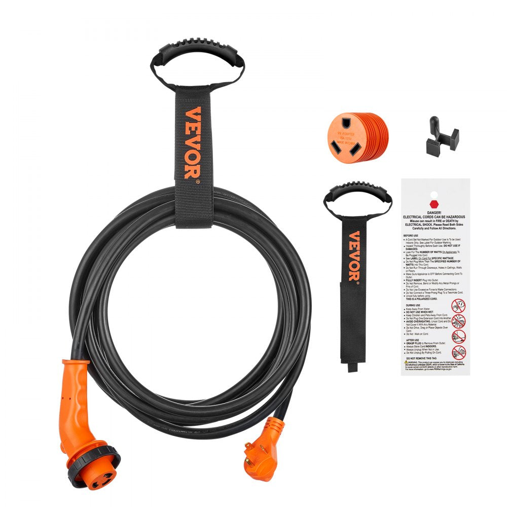 RV30H - 15ft VEVOR 30A RV Power Cord with Handle & LED Indicator