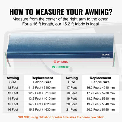 B-16 - 15'2" Heavy-Duty RV Awning Fabric with Waterproof & UV Protection