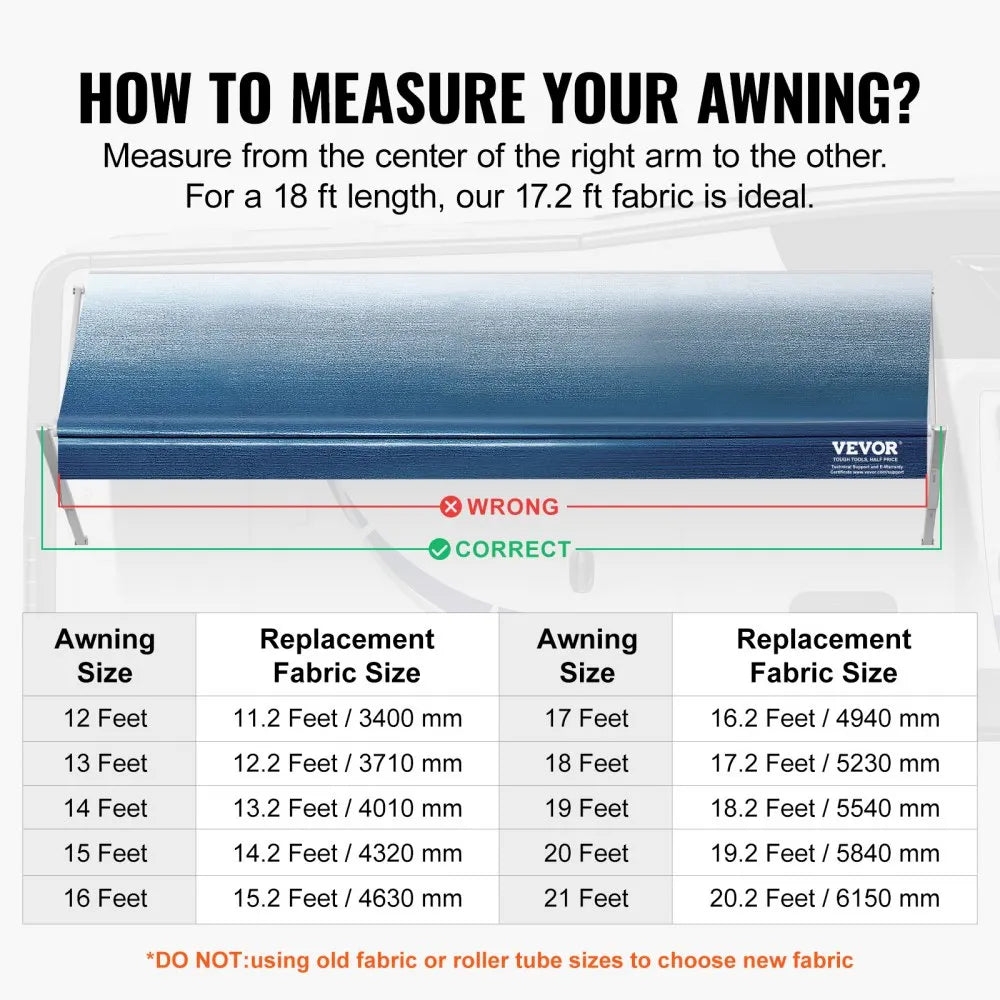 B-18 - Durable 17'2" 3-Ply PVC RV Awning with UV & Waterproof Protection