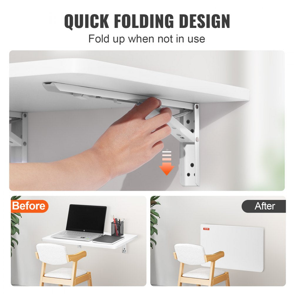 HZCD001 - VEVOR 23.6" Folding Wall Table, 100 lbs Capacity, Space-Saving Design