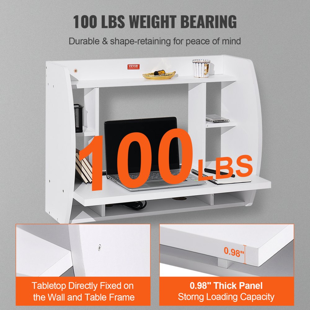 HZCD004 - VEVOR 70.9" Floating Desk with Storage & Power Access