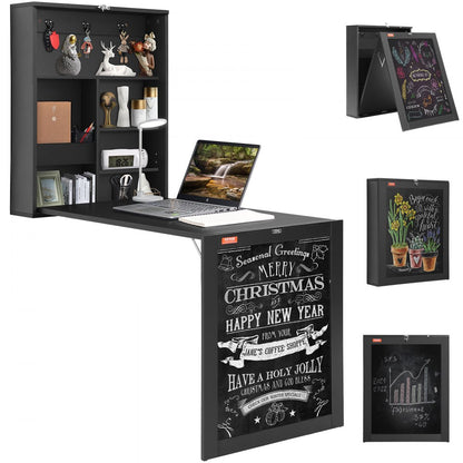 HZCD003 - Foldable Wall Desk, 23.62"x6.5", Space-Saving with Blackboard Feature