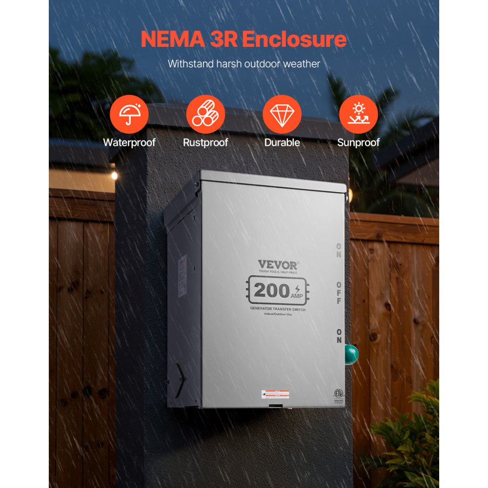 LSTK19 - 200A Weatherproof Generator Transfer Switch with Lockable Handle