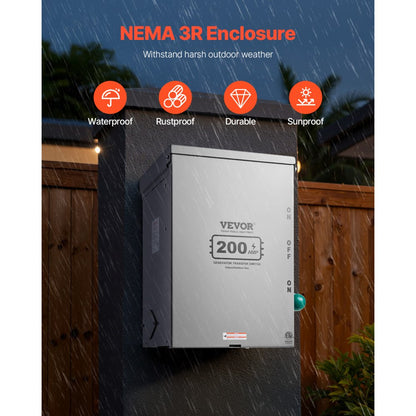 LSTK19 - 200A Weatherproof Generator Transfer Switch with Lockable Handle