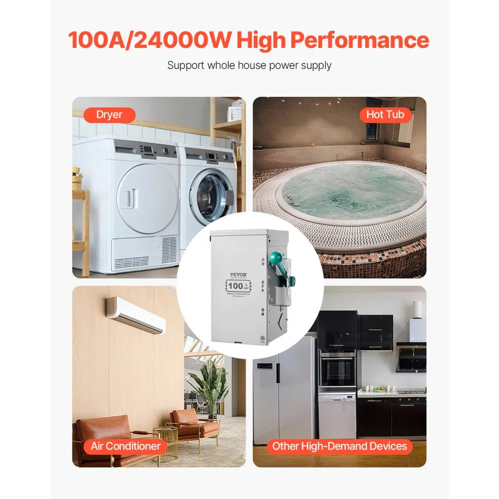 LSTK20 - 100A Heavy-Duty Generator Transfer Switch for Home Power Supply