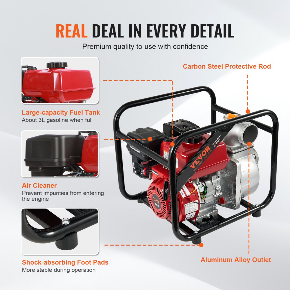 SCWP80-Ⅱ - 7HP Gasoline Water Pump, 242 GPM Flow & 98ft Lift