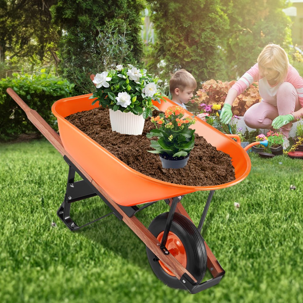 WB-007A - Ergonomic Garden Cart with 16" Wheels and 330 lbs Capacity