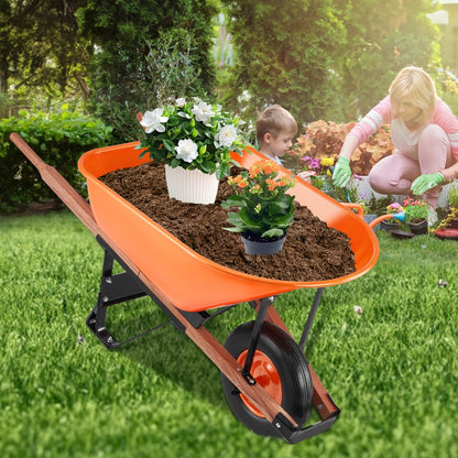 WB-007A - Ergonomic Garden Cart with 16" Wheels and 330 lbs Capacity