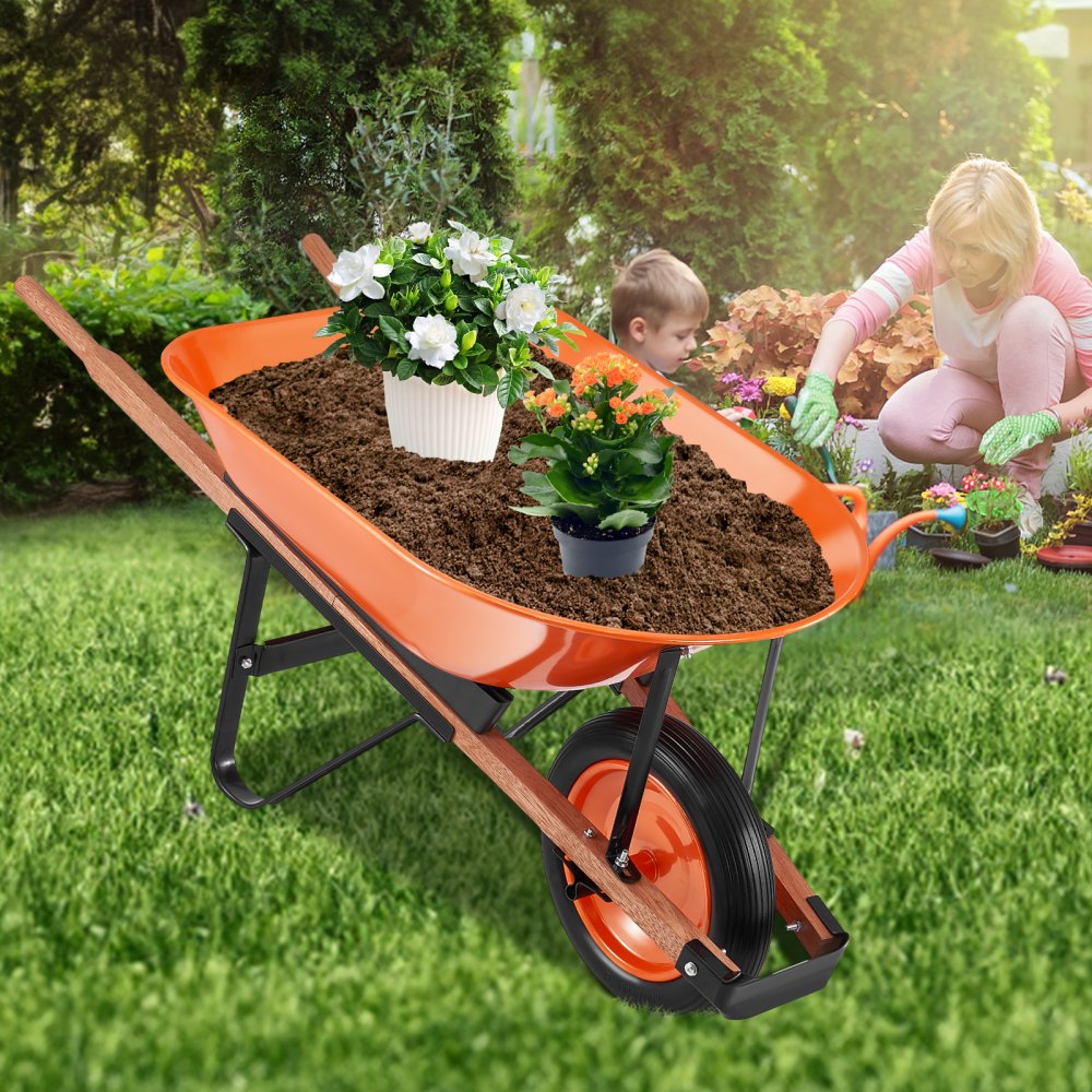 WB-1000 - Ergonomic Garden Cart with 16-Inch Wheel & 265 lbs Load Capacity