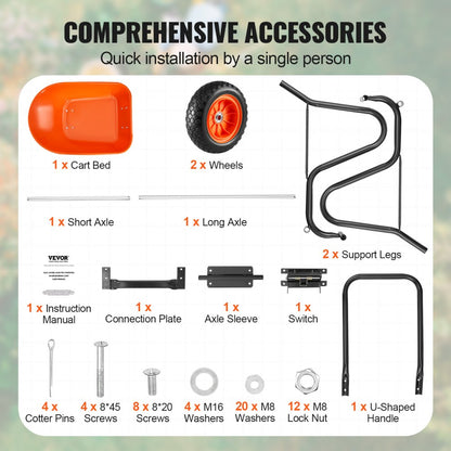 WB-048A - Sturdy 5 Cu. Ft. VEVOR Wheelbarrow with 10-Inch Wheels