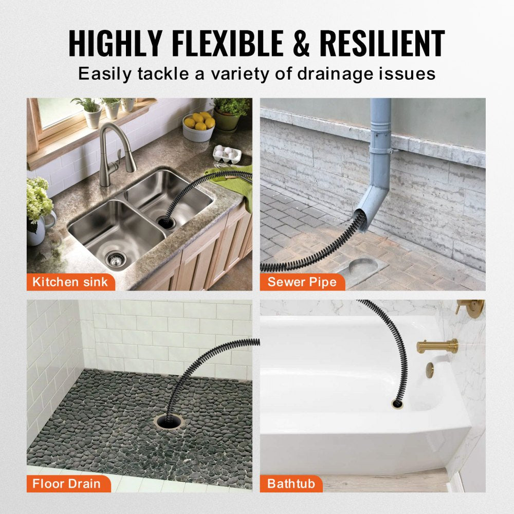 100ft*5/8 - Heavy-Duty 5/8" Drain Cleaning Cable, 100 FT for Plumbing