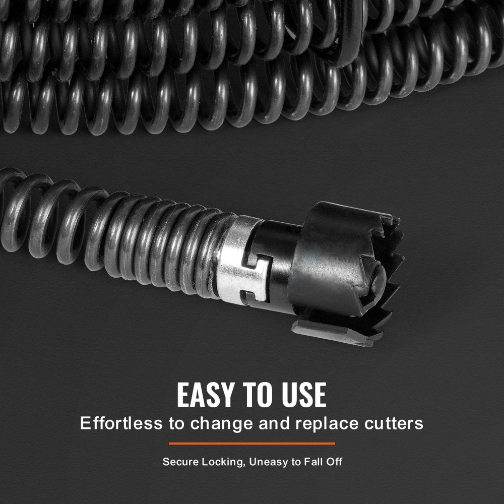 45ft*7/8 - 45ft Spring Steel Drain Cleaning Cable for Professional Use