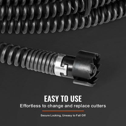 45ft*7/8 - 45ft Spring Steel Drain Cleaning Cable for Professional Use