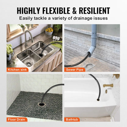 45ft*7/8 - 45ft Spring Steel Drain Cleaning Cable for Professional Use