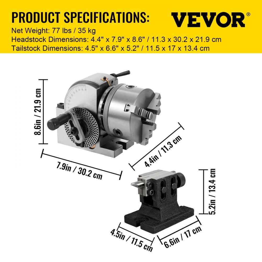 010706286440 - 6" VEVOR Dividing Head Set for Milling Machines