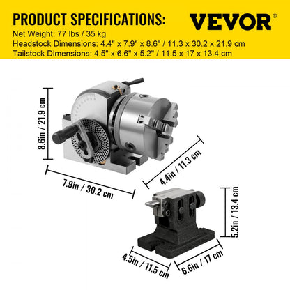 010706286440 - 6" VEVOR Dividing Head Set for Milling Machines