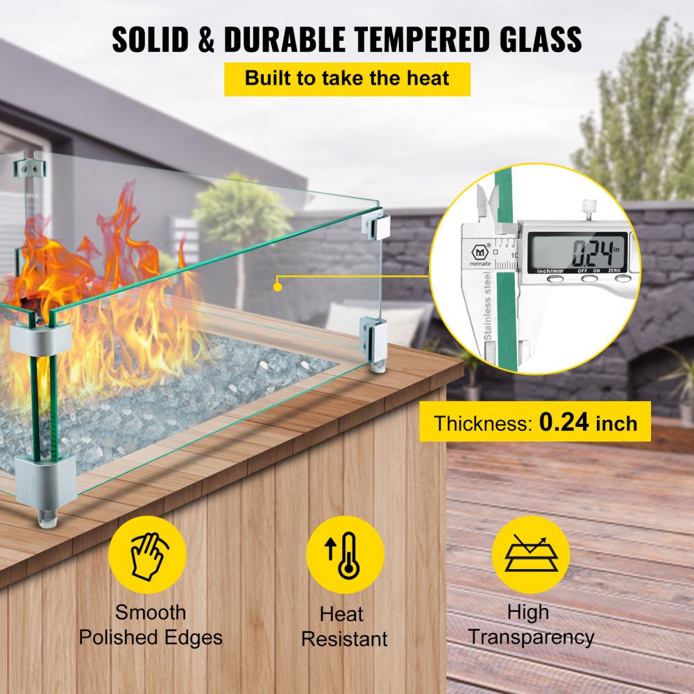 18.5 x 18.5 - Durable Tempered Glass Wind Guard for Fire Pits