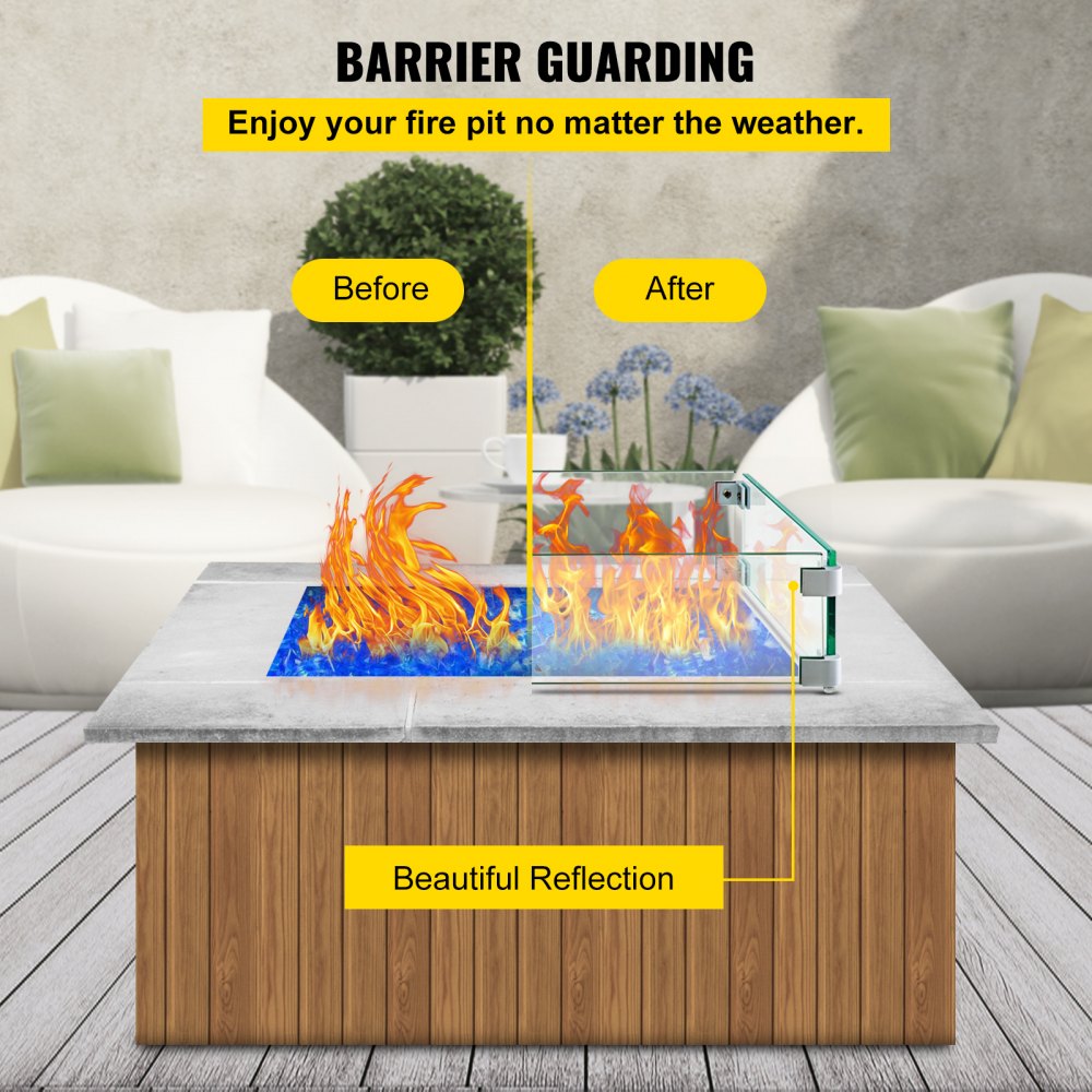 18.5 x 18.5 - Durable Tempered Glass Wind Guard for Fire Pits
