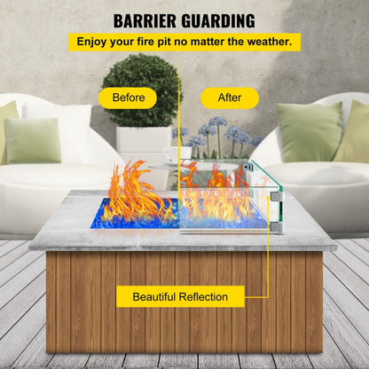 18.5 x 18.5 - Durable Tempered Glass Wind Guard for Fire Pits