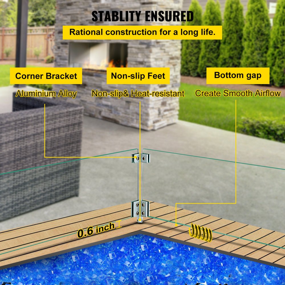 18.5 x 18.5 - Durable Tempered Glass Wind Guard for Fire Pits