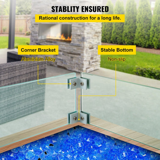 010121825042 - Elegant Tempered Glass Wind Guard for Fire Pits, 29.5 x 13.6 Inch