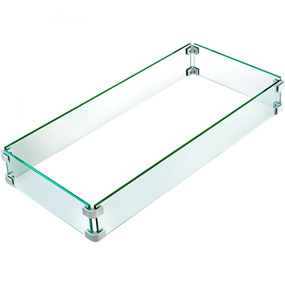 010121825042 - Elegant Tempered Glass Wind Guard for Fire Pits, 29.5 x 13.6 Inch