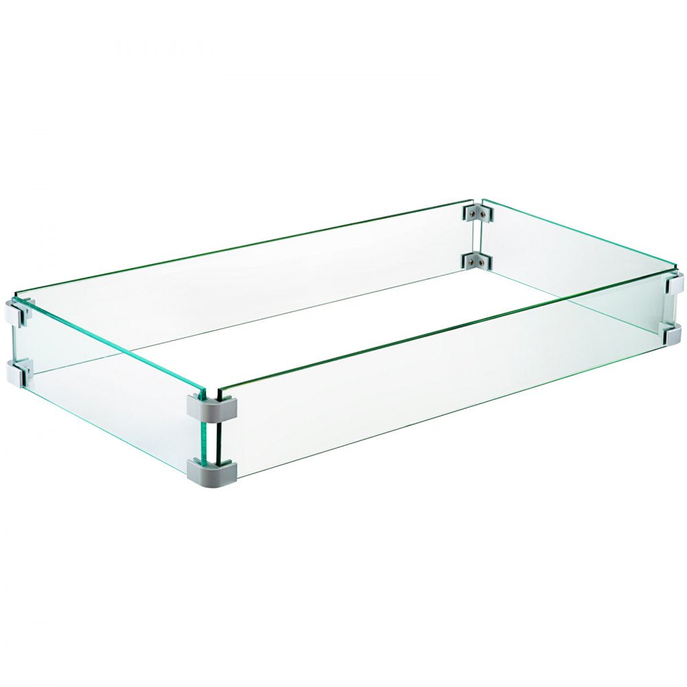 010121825042 - Elegant Tempered Glass Wind Guard for Fire Pits, 29.5 x 13.6 Inch