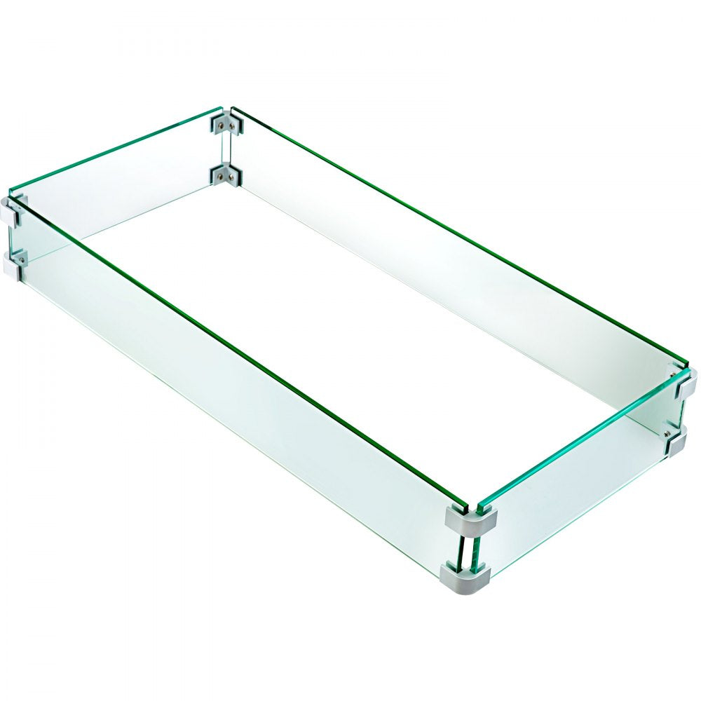 010121825042 - Elegant Tempered Glass Wind Guard for Fire Pits, 29.5 x 13.6 Inch