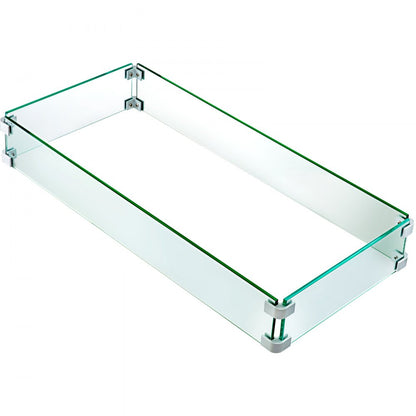 010121825042 - Elegant Tempered Glass Wind Guard for Fire Pits, 29.5 x 13.6 Inch