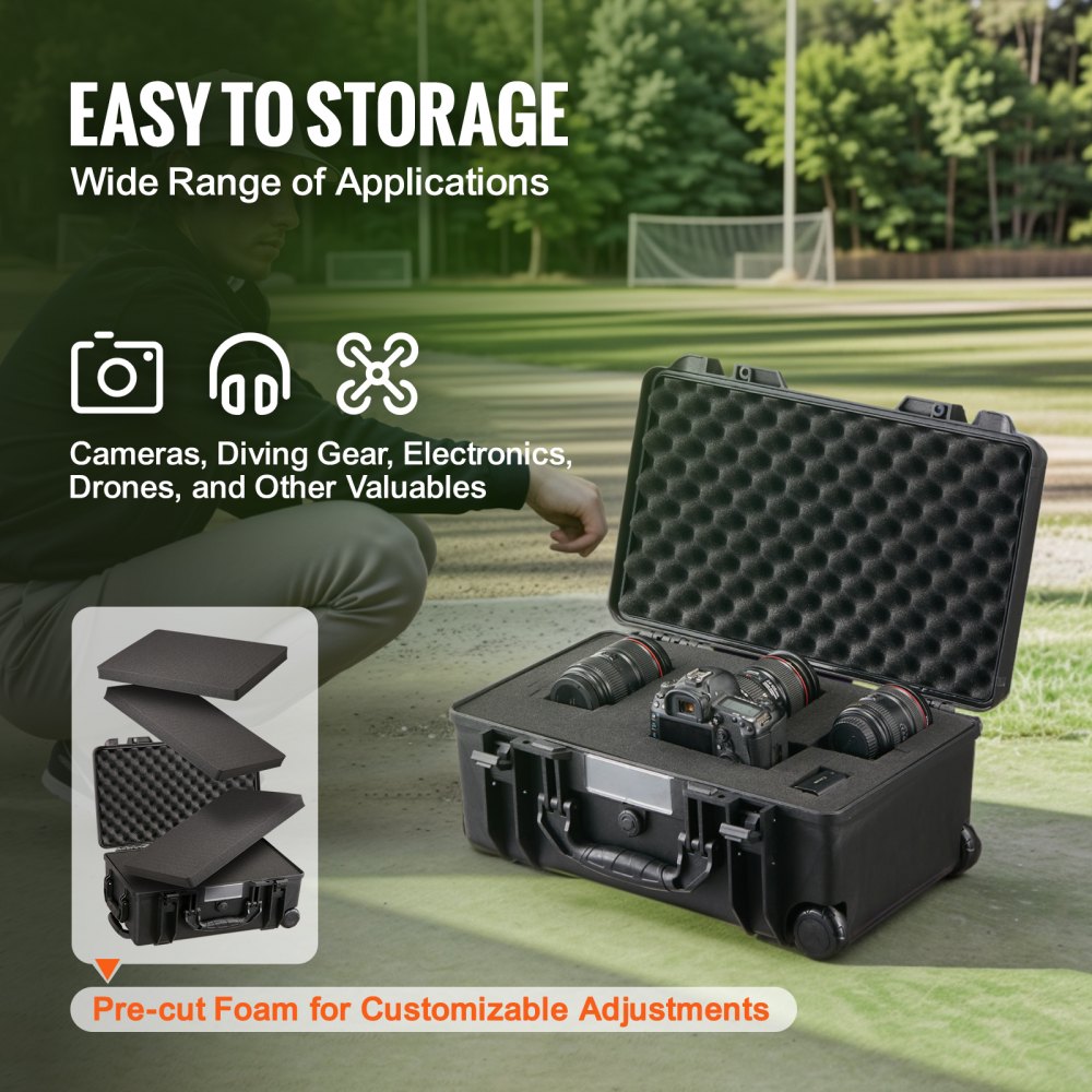 512920 - Waterproof Hard Case with Foam, Shatterproof & Lockable Security