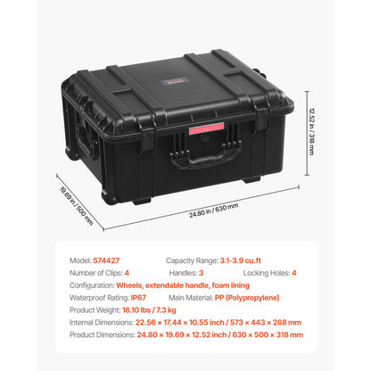 574427 - Crushproof Waterproof Hard Case with Custom Foam & Wheels