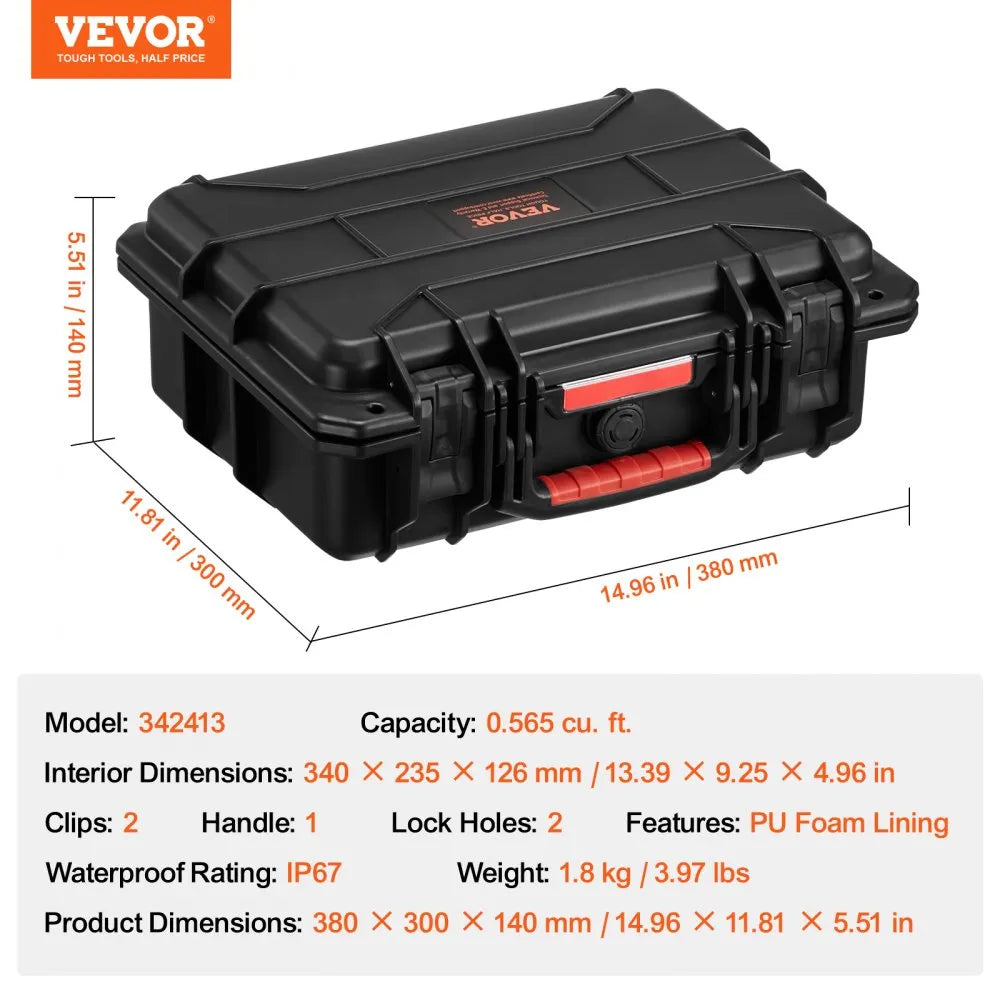 342413 - Waterproof Hard Case with Foam Lining & Padlock Hole