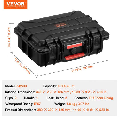 342413 - Waterproof Hard Case with Foam Lining & Padlock Hole