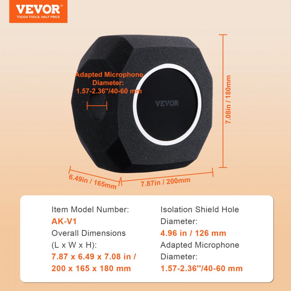 AK-V1 - Portable Microphone Isolation Ball with Acoustic Foam Filter