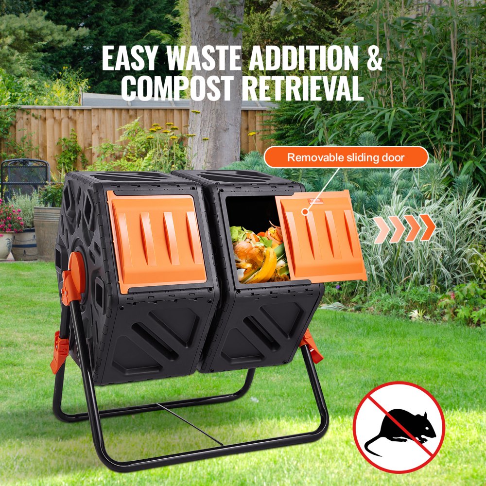 XDB-436B2 - 37-Gal Dual Chamber Compost Tumbler for Efficient Gardening
