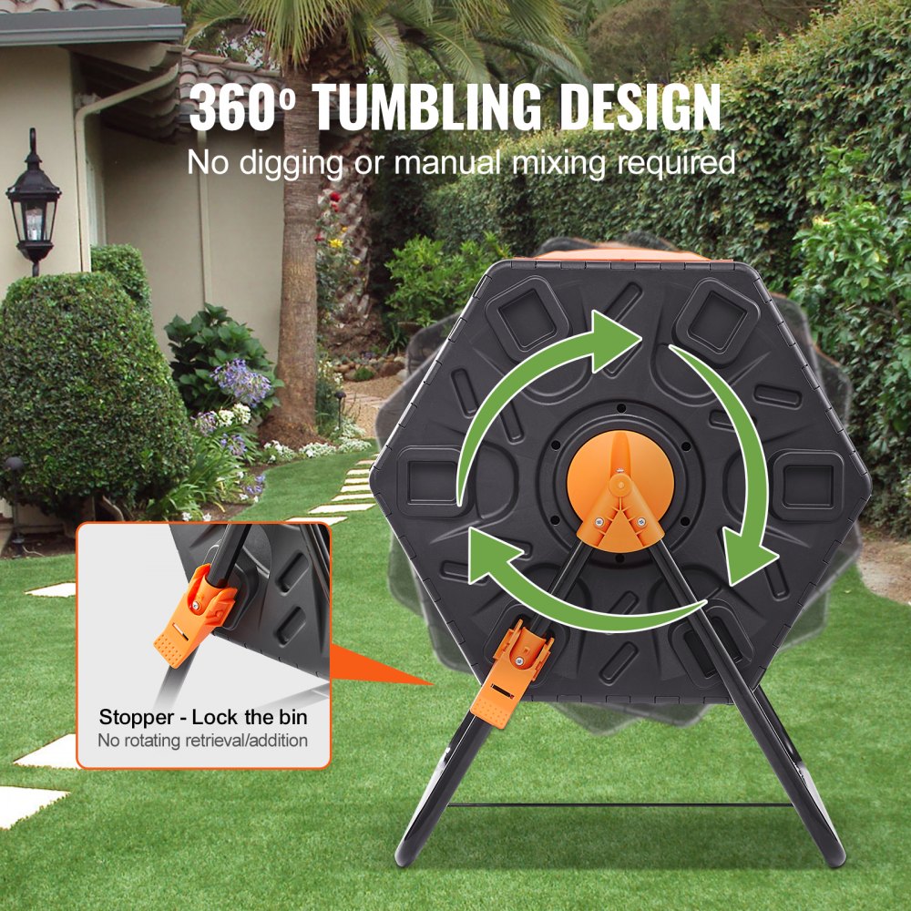 XDB-436B2 - 37-Gal Dual Chamber Compost Tumbler for Efficient Gardening